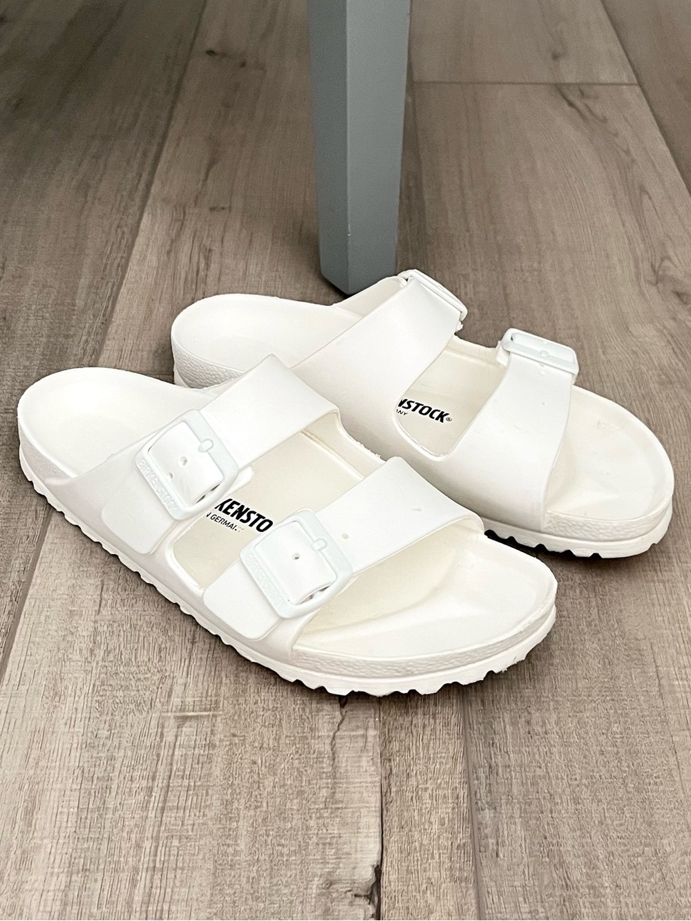 Birkenstock White Double-Strap Slide Sandals, 39 - Picture 2 of 4